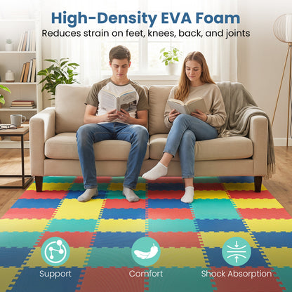 18 Pack Interlocking EVA Foam Floor Tiles with Boarders, Multicolor Decorative Fencing & Flooring at Gallery Canada