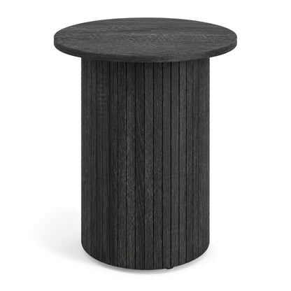 Table d'appoint ronde de 18" à cannelures, pied central en forme de tambour, noir