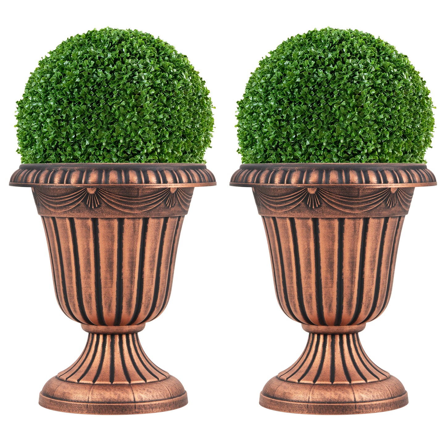 18 Inch Tall Vintage Planters, Set Of 2, Pedestal Base, Bronze Raised Garden Beds at Gallery Canada
