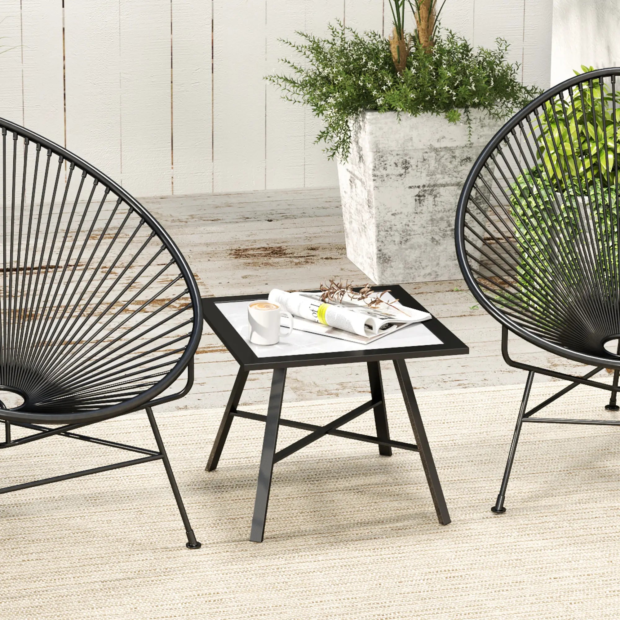 Small Outdoor Side Table, SPC Tabletop, Grey Patio Side Tables at Gallery Canada