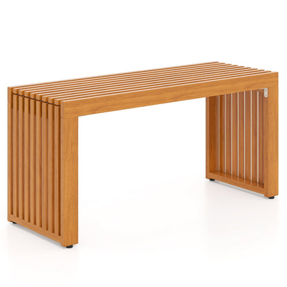 36 Inch Acacia Wood Patio Bench, All-Slat Loveseat Outdoor Benches at Gallery Canada