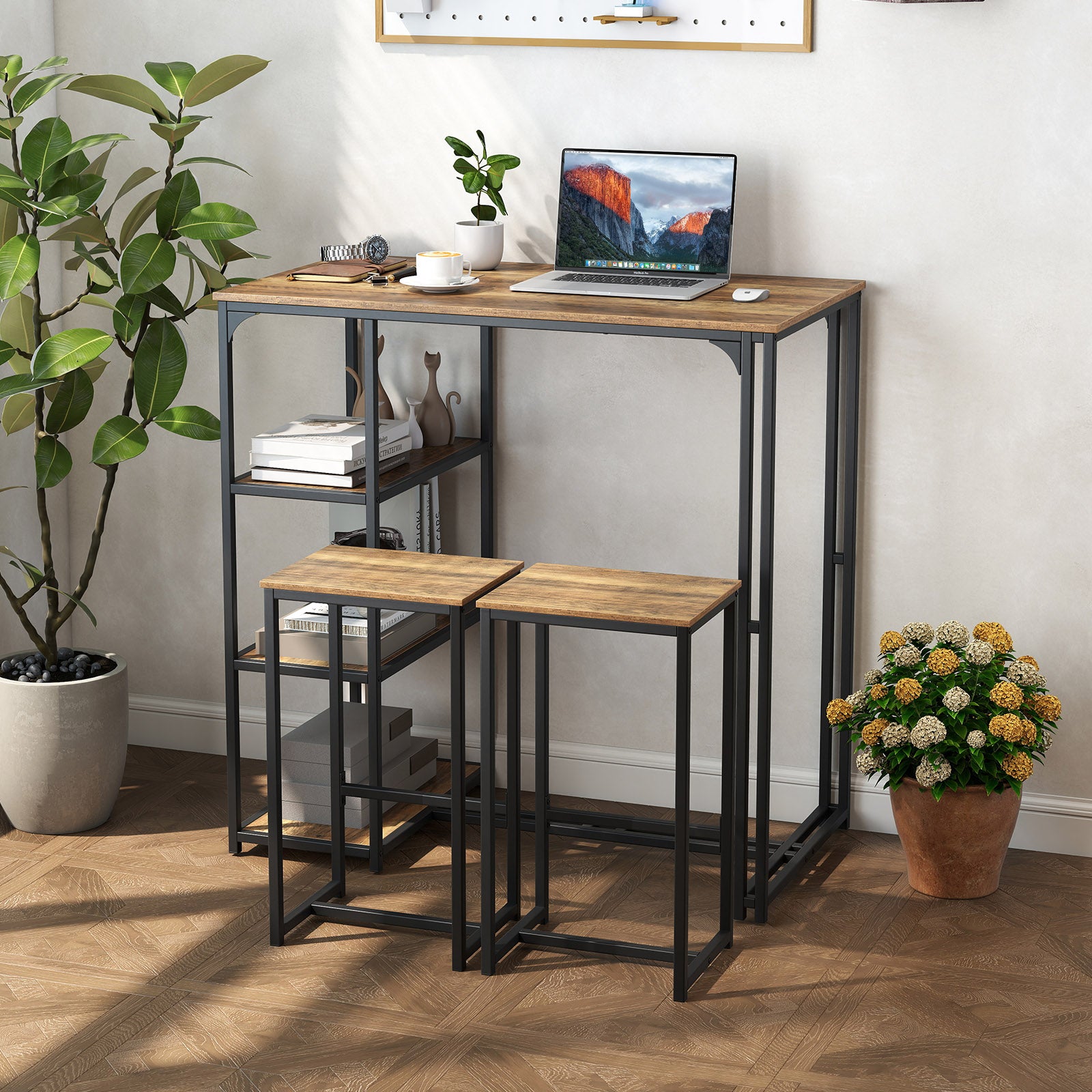3-Piece Bar Table Set, 2 Bar-Height Dining Table, 2 Stools, Brown Dining Room Sets at Gallery Canada