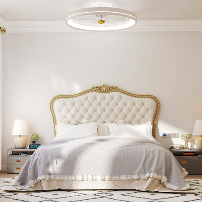 19 Inch Flush Mount Ceiling Fan, 3000-6500K Dimmable LED, White Ceiling Fans at Gallery Canada