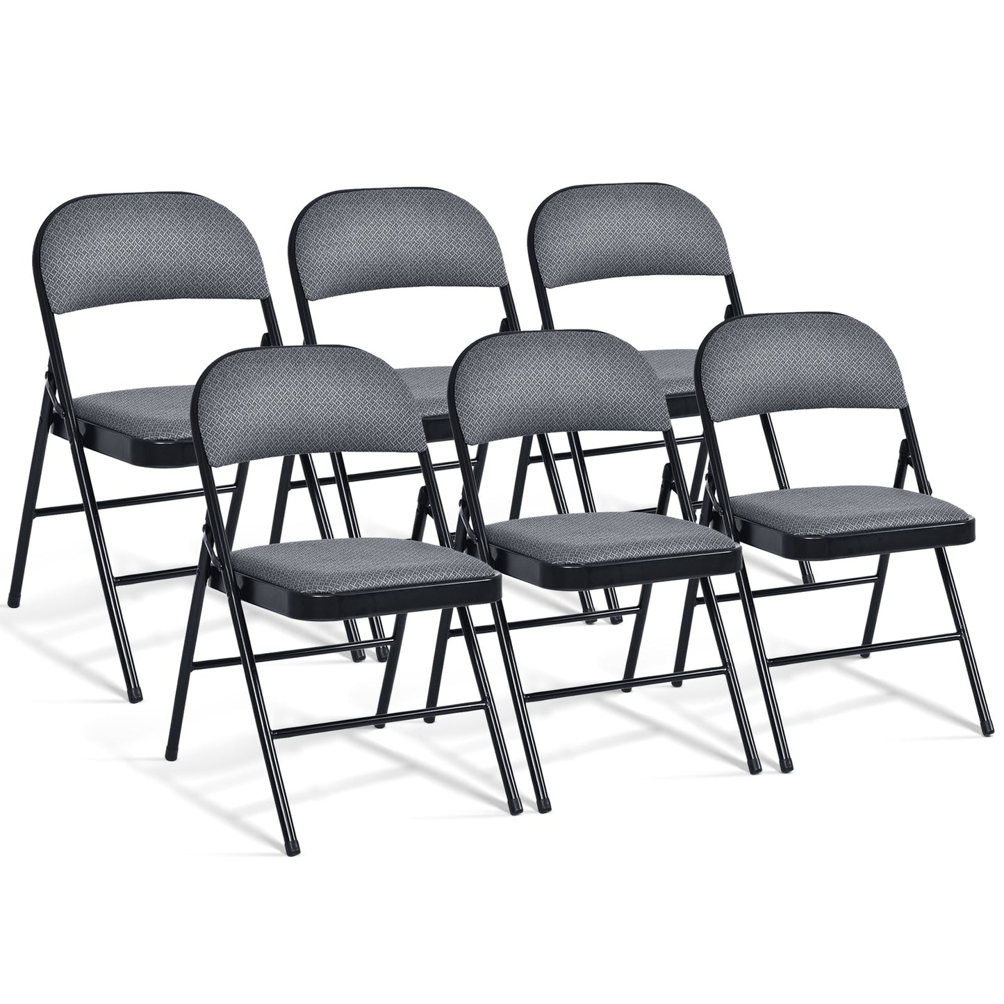 Folding Chair Set, Upholstered Seat, Fabric Backrest, 6-Piece, Gray Conference Chairs Gray at Gallery Canada