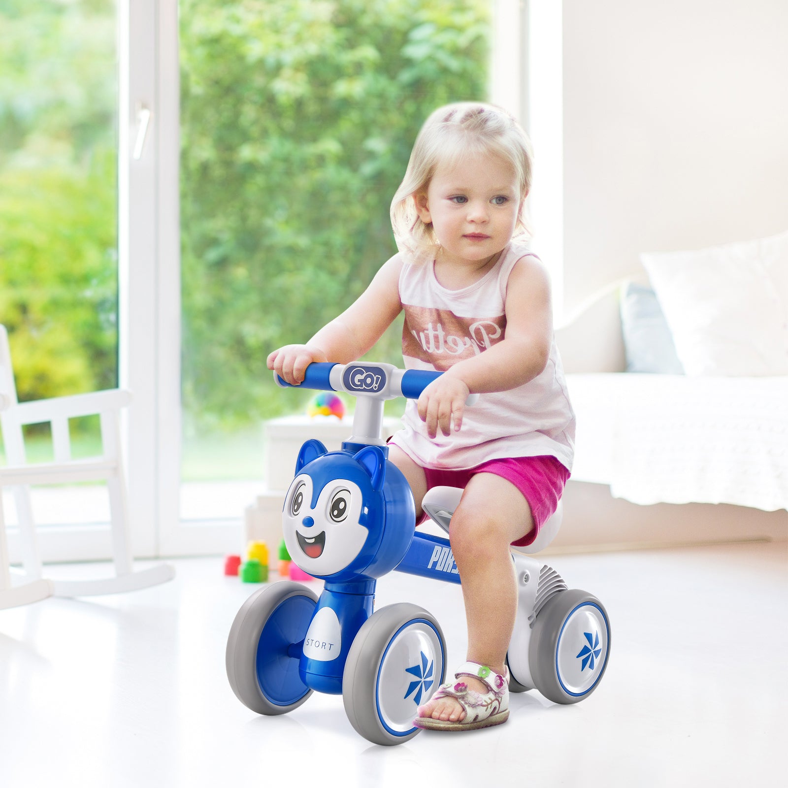 Baby Balance Bike, No Pedal, Lightweight, 4 Wheels, Blue Balance Bikes at Gallery Canada