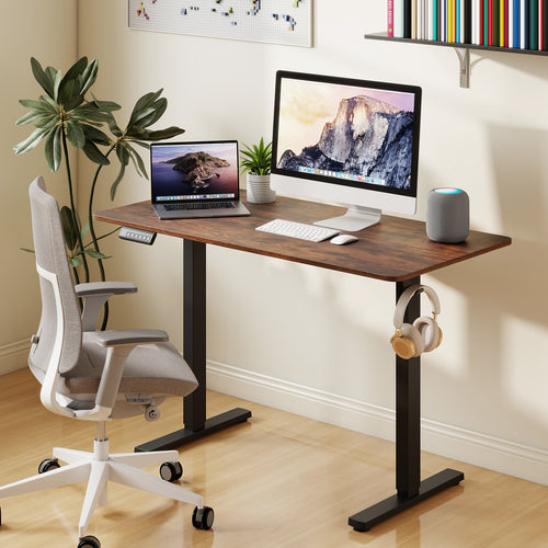 48 Inch x 24 Inch Electric Standing Desk, 3 Memory Settings, Rustic Brown