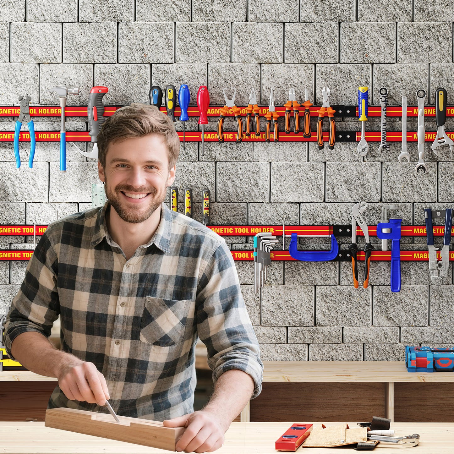 18 Inch Magnetic Tool Holder Strip, With Mounting Screws, Red Garages at Gallery Canada