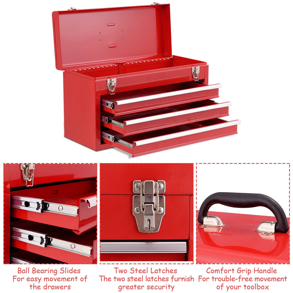 Portable Garage Tool Cabinet Box, 3 Drawers, Red Tool Cabinets & Chests at Gallery Canada
