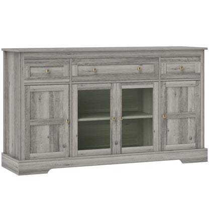 Sideboard Buffet Cabinet, Coffee Bar with Glass Doors, Adjustable Shelves, Weathered Grey Oak, Grey Bar Cabinets at Gallery Canada