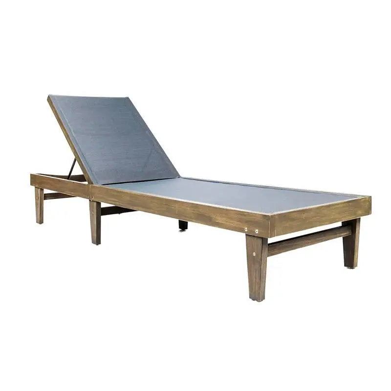 Acacia Chaise Lounge, Adjustable Backrest, Foldable Legs, 78