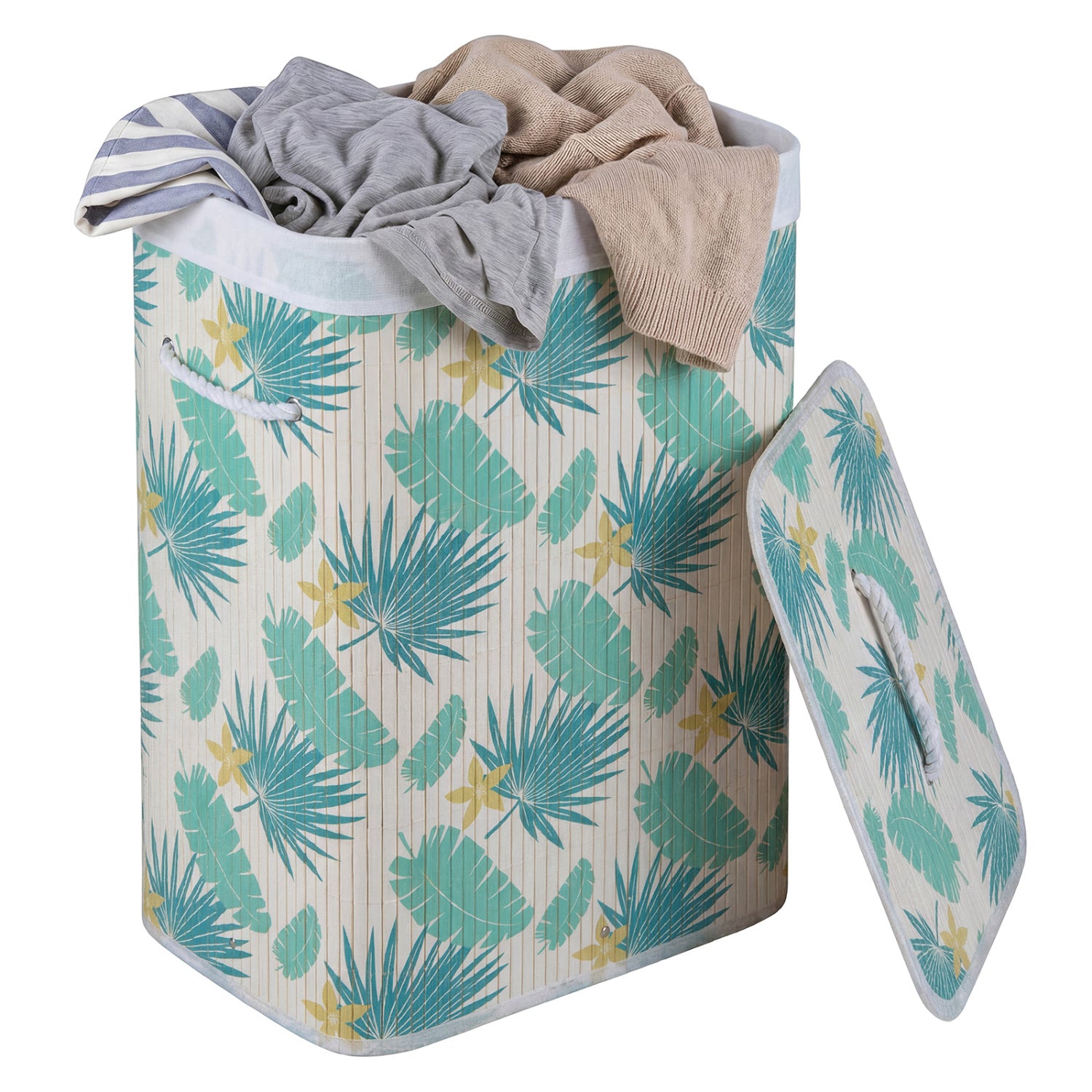 19 Gal Bamboo Clothes Hamper with Removable Liner and Portable Handles, Green Laundry Baskets at Gallery Canada