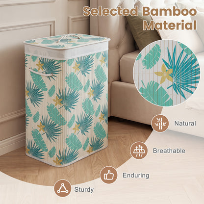 19 Gal Bamboo Clothes Hamper with Removable Liner and Portable Handles, Green Laundry Baskets at Gallery Canada