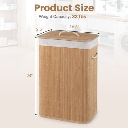 19 Gal Bamboo Clothes Hamper with Removable Liner and Portable Handles-Natrual, Natural Laundry Baskets at Gallery Canada