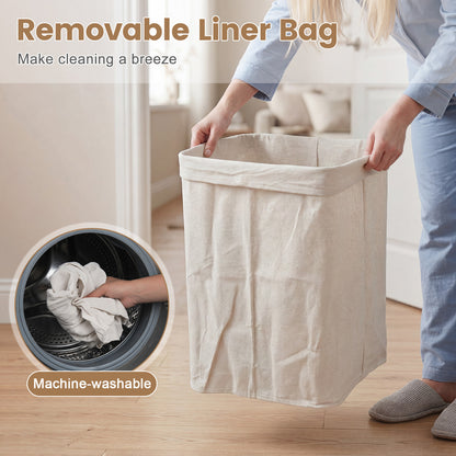 19 Gal Bamboo Clothes Hamper with Removable Liner and Portable Handles-Natrual, Natural Laundry Baskets at Gallery Canada