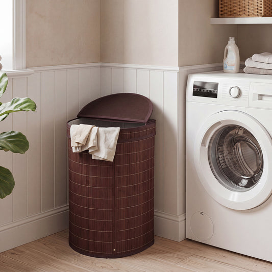 19 Gal Capacity Bamboo Laundry Hamper with Zippered Lid, Brown Laundry Baskets Brown at Gallery Canada