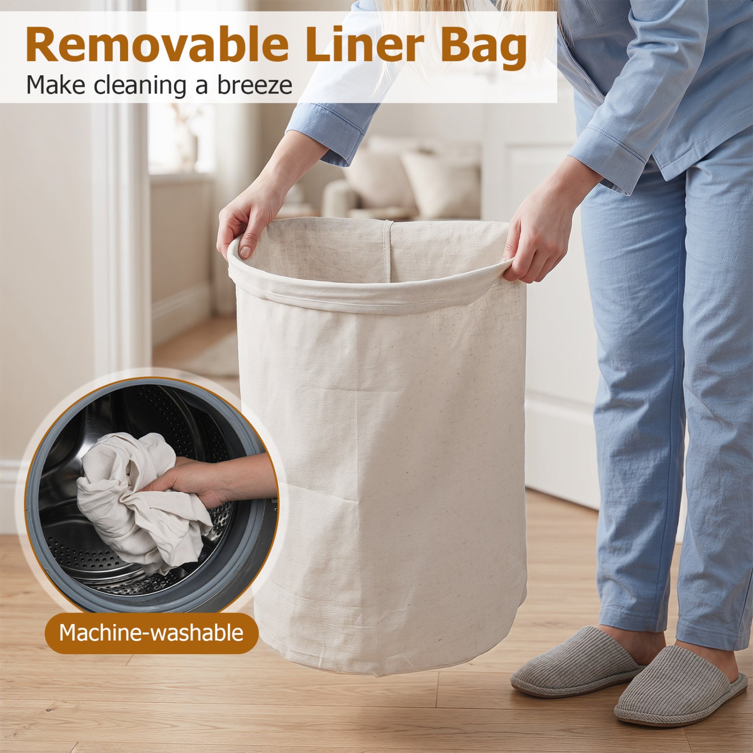 19 Gal Capacity Bamboo Laundry Hamper with Zippered Lid, Natural Laundry Baskets at Gallery Canada
