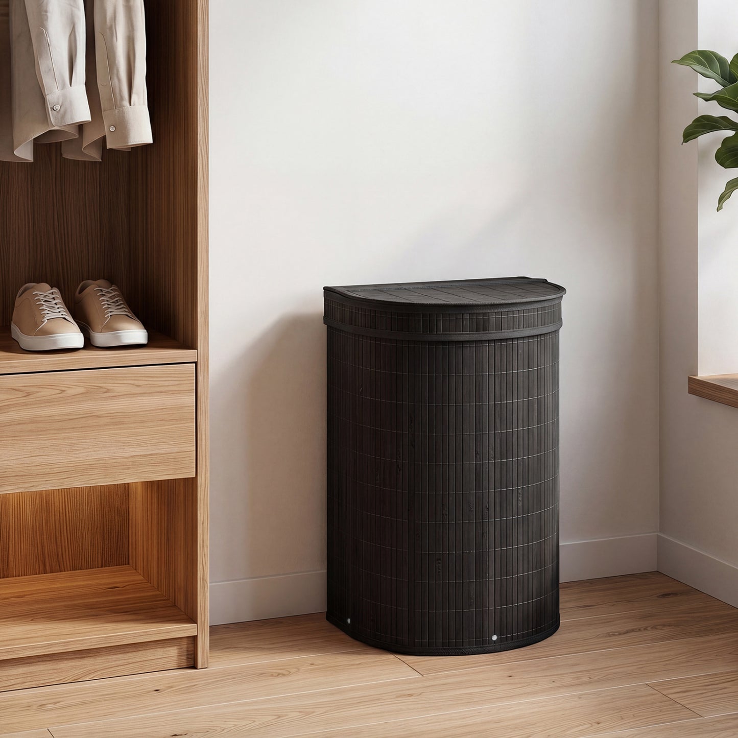 19 Gal Bamboo Laundry Hamper With Zippered Lid, Black Laundry Baskets at Gallery Canada