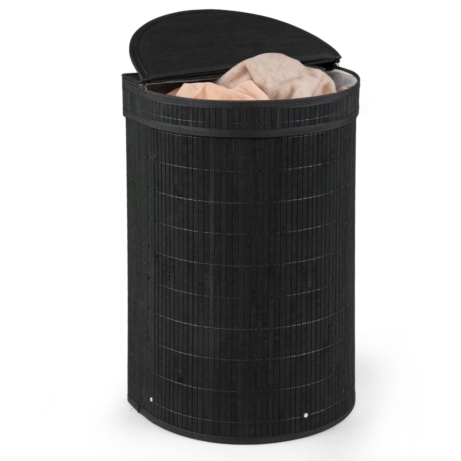 19 Gal Bamboo Laundry Hamper With Zippered Lid, Black Laundry Baskets Black at Gallery Canada