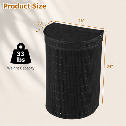 19 Gal Bamboo Laundry Hamper With Zippered Lid, Black Laundry Baskets at Gallery Canada