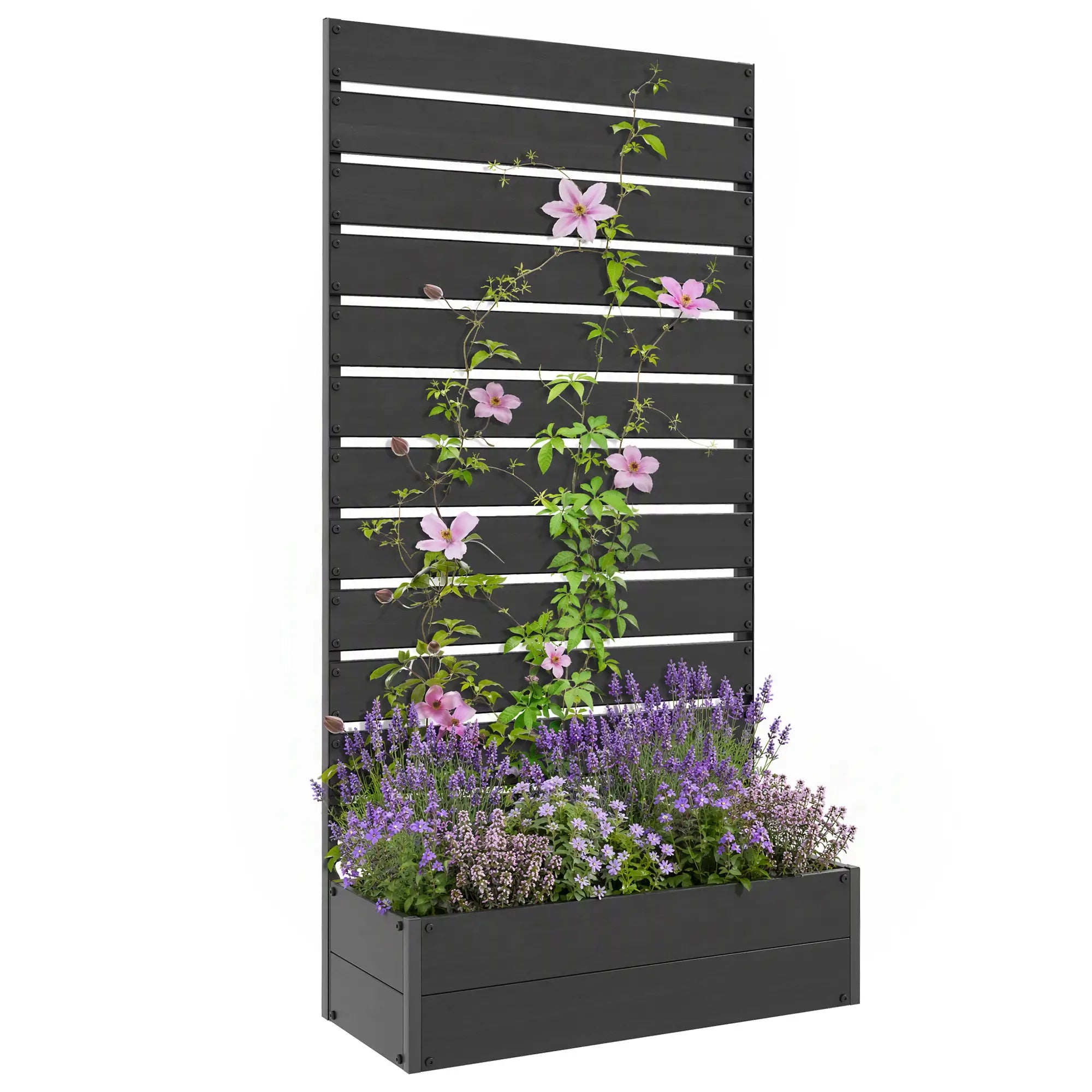Trellis Planter for Climbing Plants, Raised Garden Bed, Outdoor, Black Raised Garden Beds at Gallery Canada