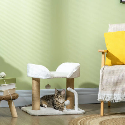 Small Cat Tower Condo, Jute Scratching Posts, Top Perch, Dangling Balls, White Cat Trees at Gallery Canada