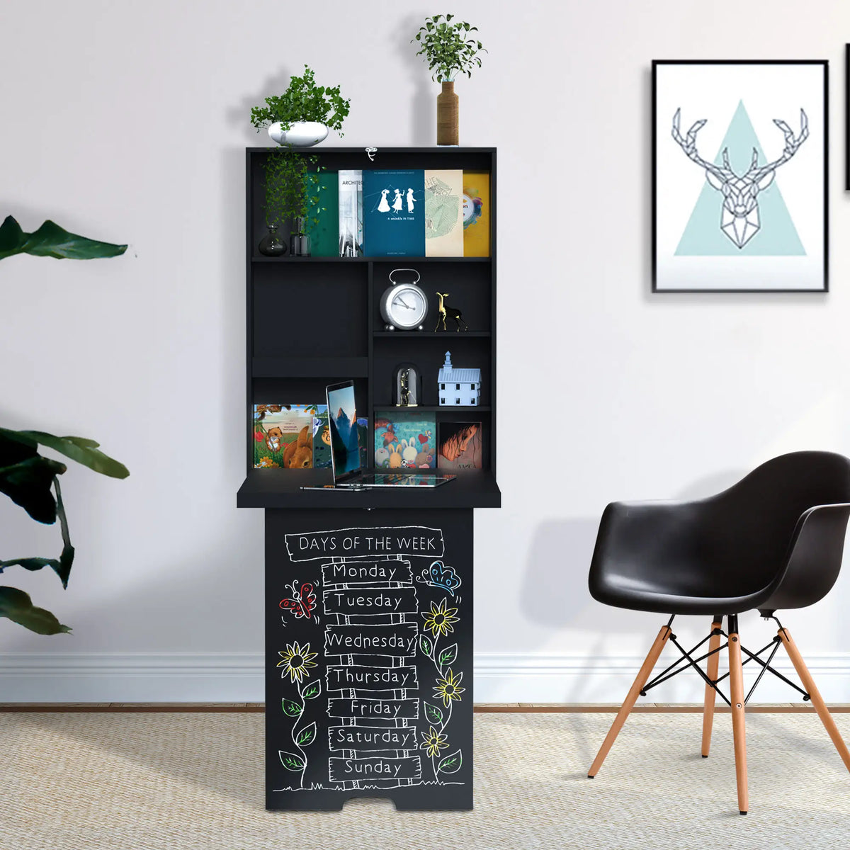 Wall Mounted Fold Out Desk, Multi-Functional Space Saving, Black Writing Desks at Gallery Canada