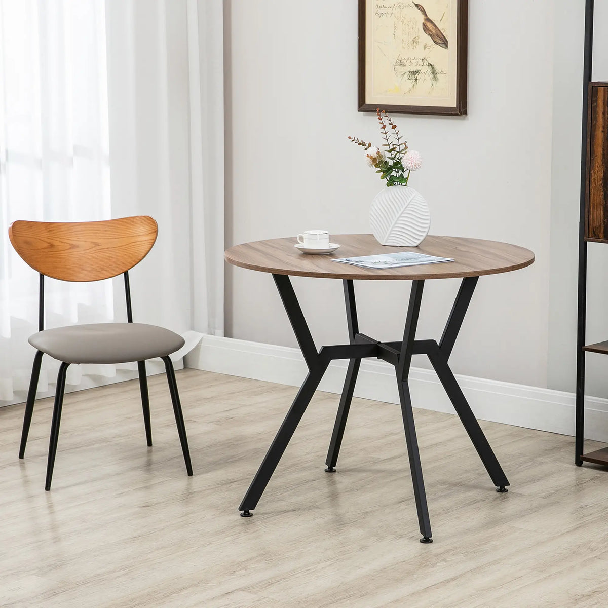 35" Round Dining Table, Modern Steel Frame, Brown Bar Tables & Dining Tables at Gallery Canada