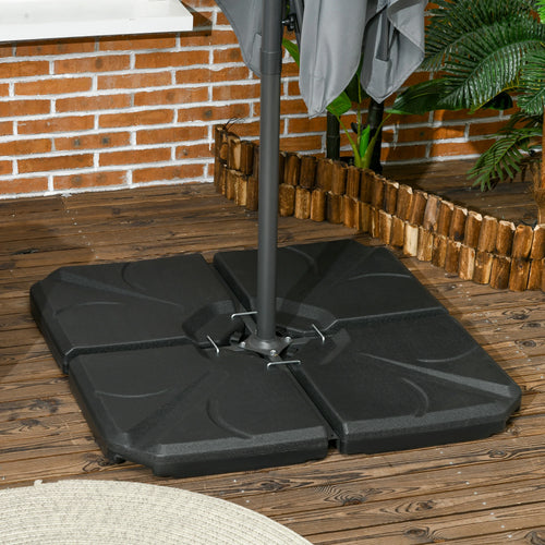 4 Piece Cantilever Umbrella Base, 123 lb Water or 158 lb Sand, Black