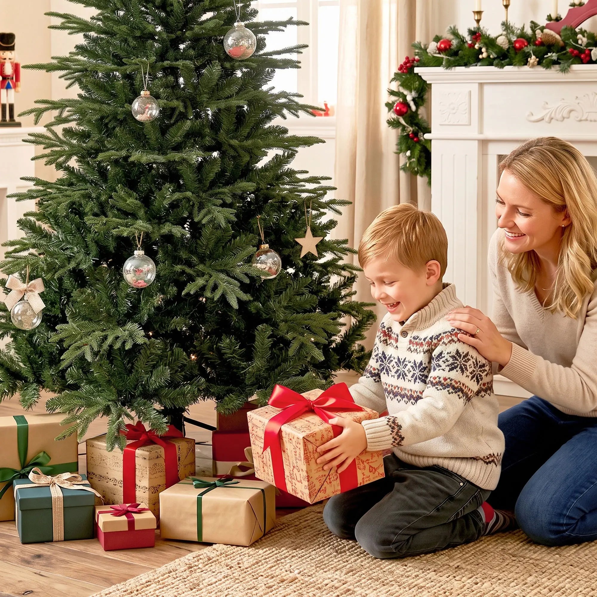 7ft Artificial Christmas Tree Full Hinged Xmas Tree, Green Artificial Christmas Trees at Gallery Canada