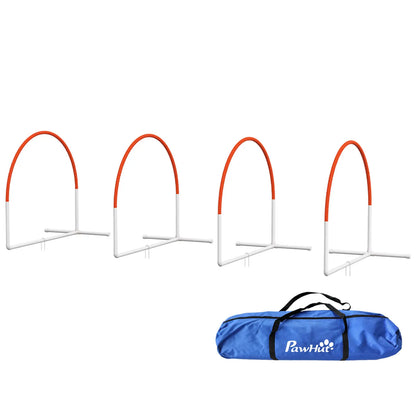 Dog Agility Kit, Obstacle Course Training Equipment, Weave Poles, Carry Bag, Orange Dog Agility Training Equipment White, Orange at Gallery Canada