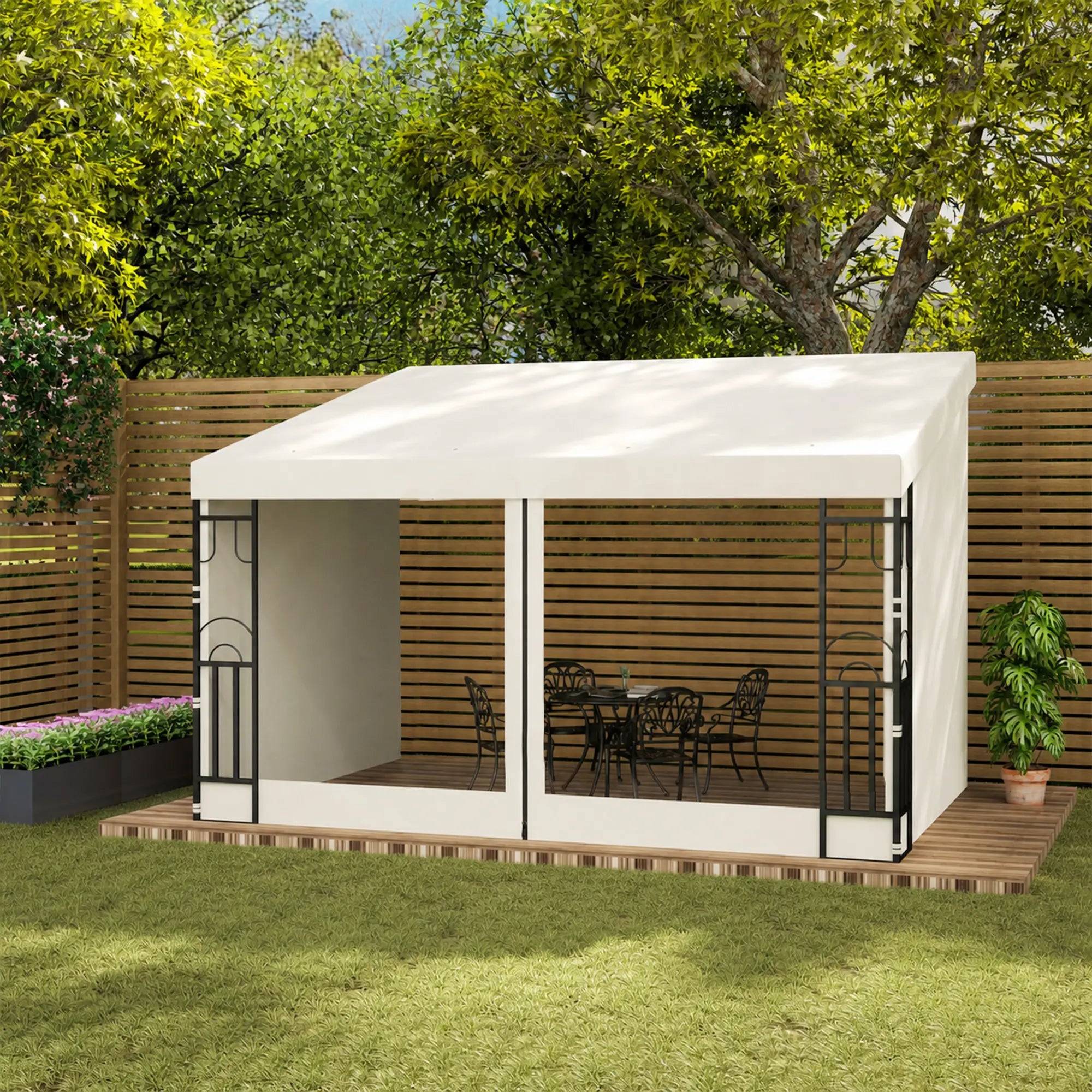 10' x 13' Outdoor Pergola, UV Resistant, with Curtains, Beige Pergolas at Gallery Canada