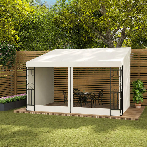 10' x 13' Outdoor Pergola, UV Resistant, with Curtains, Beige