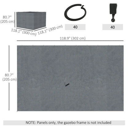 10' x 10' Gazebo Sidewall Set, 4 Panels, Hooks Included, Slate Grey Gazebo Sidewalls at Gallery Canada