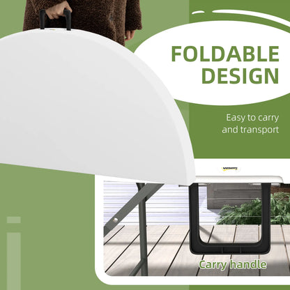 48" Folding Patio Table, Outdoor HDPE Picnic Table, White Patio Side Tables at Gallery Canada