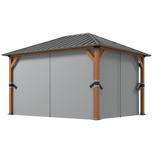 13' x 10' Hardtop Gazebo, Netting Sidewalls, Galvanized Steel, Garden Canopy Gazebos Dark Grey Top, Light Grey Curtain, Black Netting Sidewall at Gallery Canada