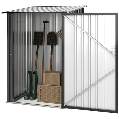 3.3' x 3.4' Lean-To Storage Shed, Galvanized Steel, Lockable Door, Dark Gray Sheds Dark Grey at Gallery Canada
