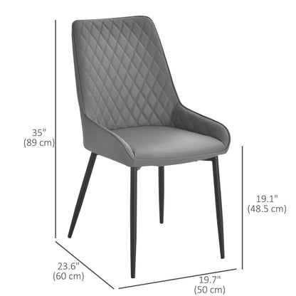 Modern Dining Chairs Set of 2, PU Leather, Metal Legs, Grey Bar Stools at Gallery Canada