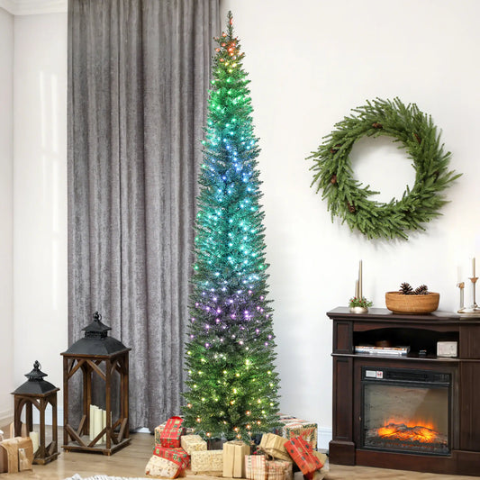 9ft DIY Synchronized LED Hinged Pencil Christmas Tree, Green Pencil Christmas Trees Green at Gallery Canada