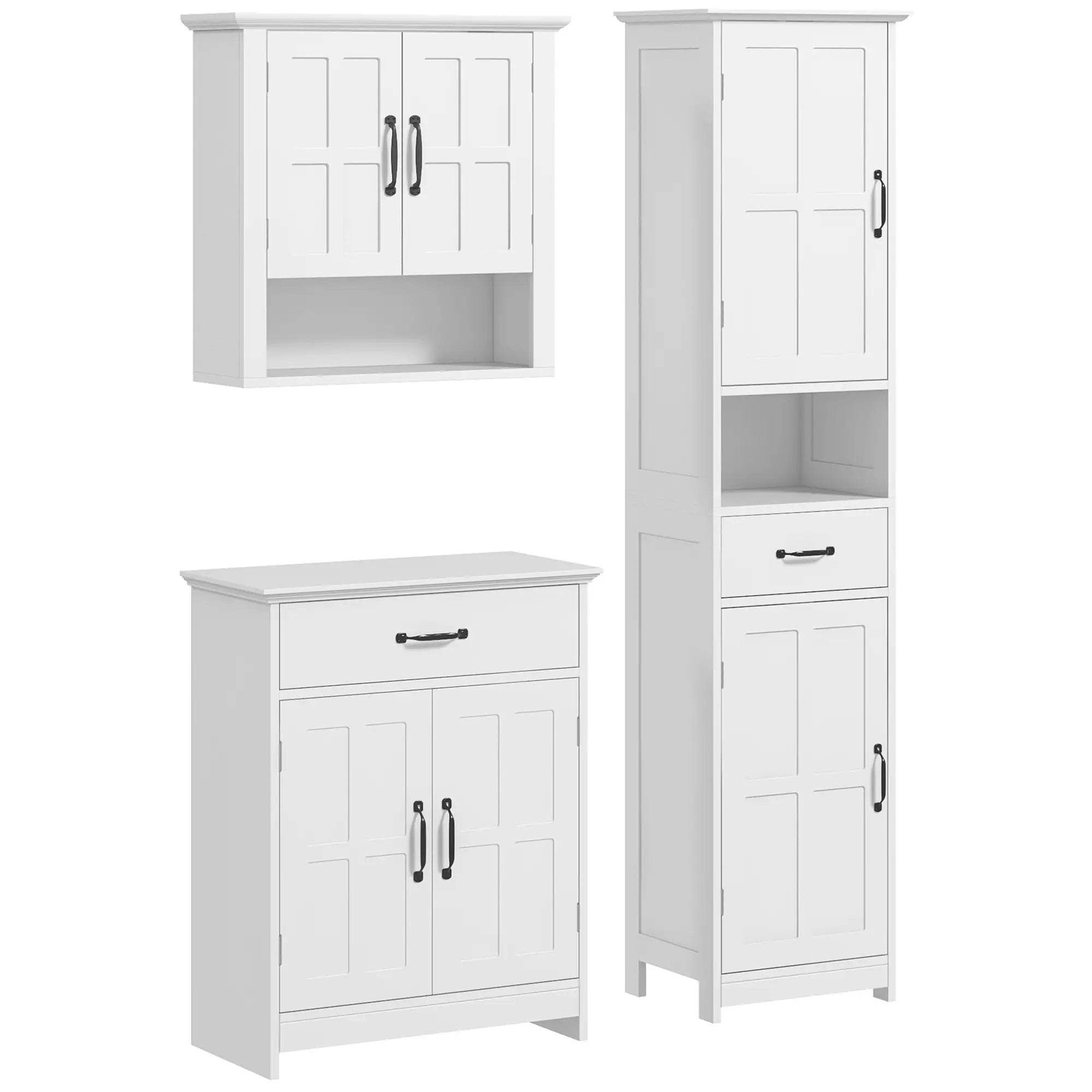 3-Piece Bathroom Furniture Set, Storage Cabinet with Drawers, Shelves, White Storage Cabinets at Gallery Canada