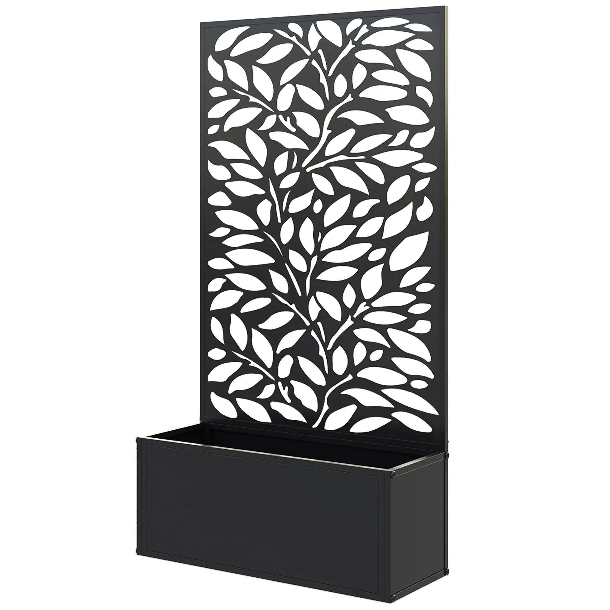 Metal Raised Garden Bed With Privacy Panel, Outdoor Planter Box Raised Garden Beds Black at Gallery Canada