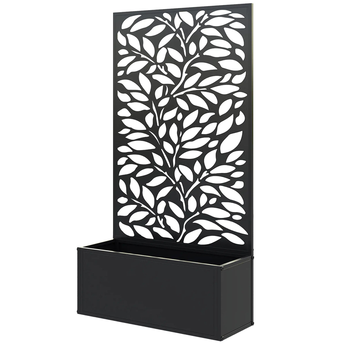 Metal Raised Garden Bed With Privacy Panel, Outdoor Planter Box Raised Garden Beds Black at Gallery Canada