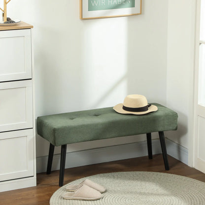 39" Upholstered Ottoman Bench, Corduroy, Padded Seat, Steel Legs, Green Storage Ottomans & Benches at Gallery Canada