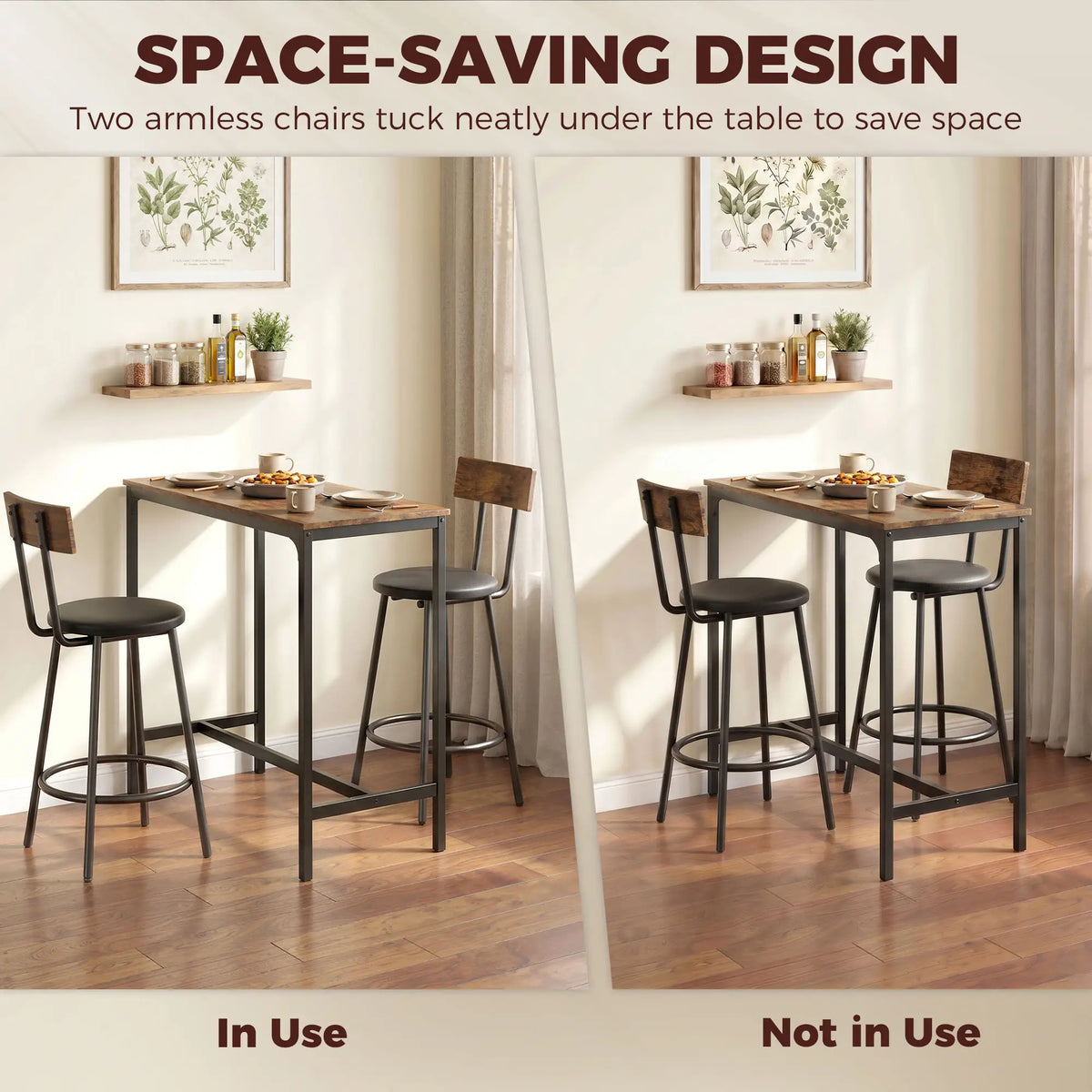 Bar Table Set With 2 Counter Height Barstools, Rustic Brown Bar Sets at Gallery Canada