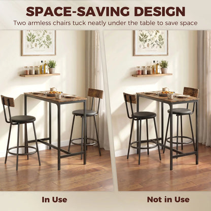 Bar Table Set With 2 Counter Height Barstools, Rustic Brown Bar Sets at Gallery Canada