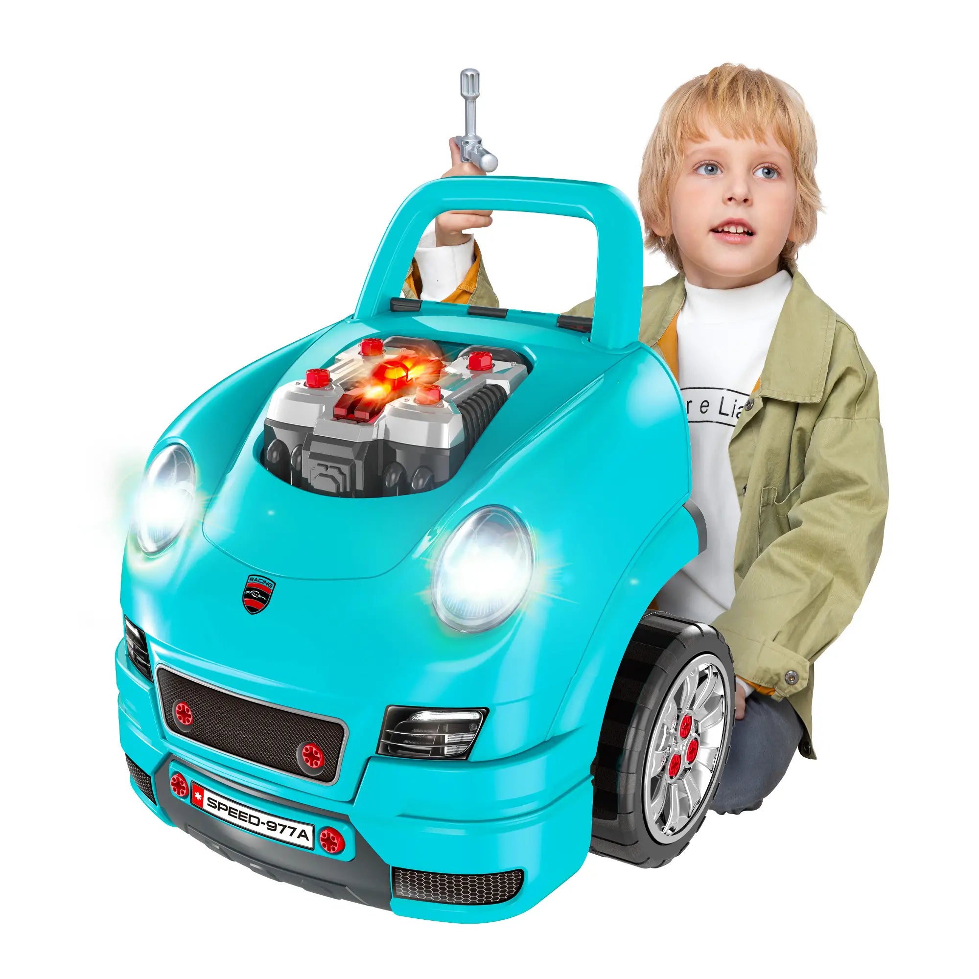 Kids Truck Engine Toy Set, Car Service Play Set, Teal Workbench Toy Sets at Gallery Canada