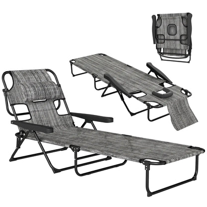 Folding Lounge Chair, Reclining Back, Mixed Grey, Grey Lounger Chairs at Gallery Canada