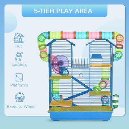 18.5" Hamster Cage, 5 Tiers, Tunnel Tube System, Exercise Wheel, Water Bottle, Blue Hamster Cages at Gallery Canada