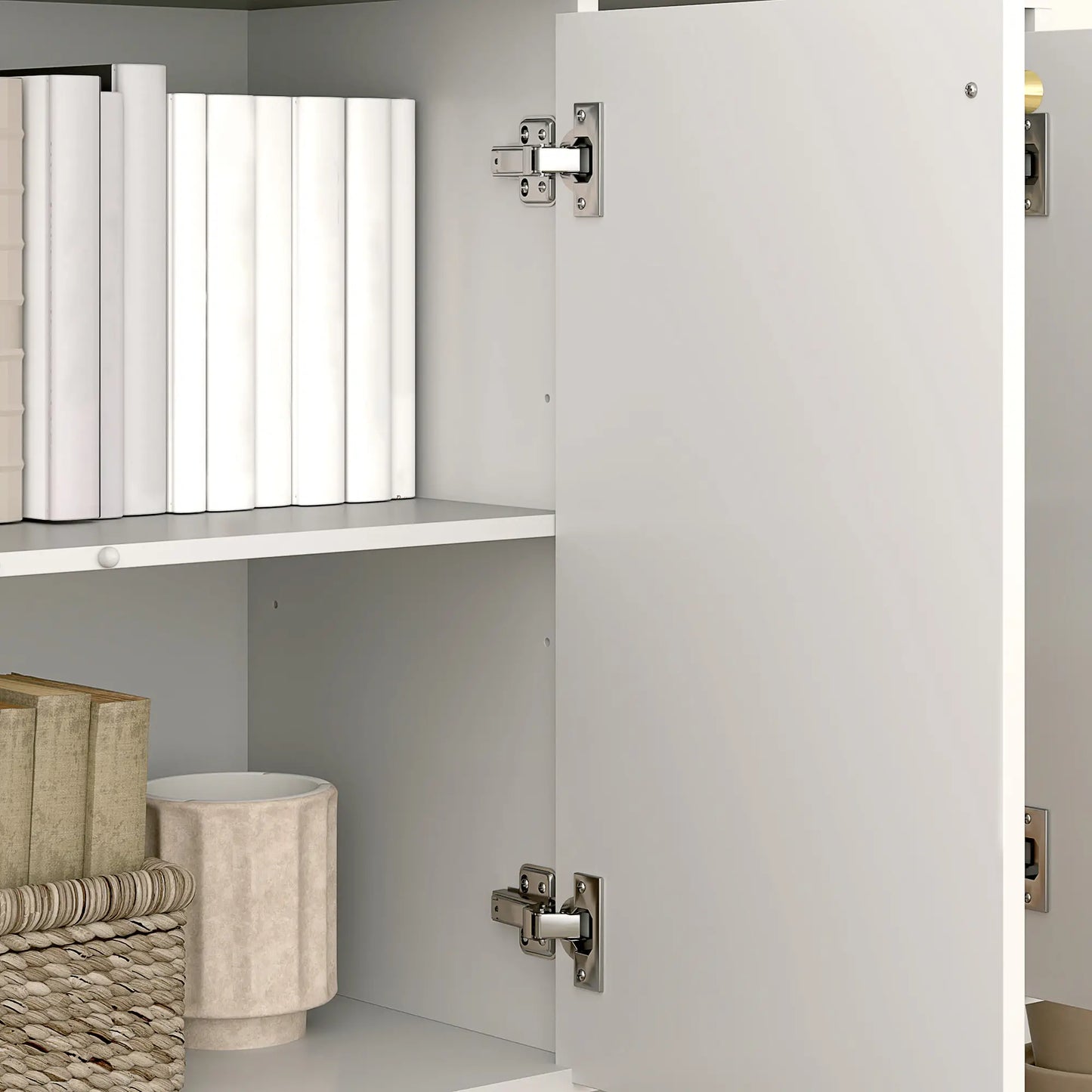 Modern Sideboard Buffet, 3 Doors, Adjustable Shelves, White Storage Cabinets at Gallery Canada