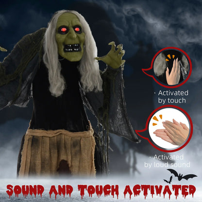 Animatronic de sorcière d'Halloween avec activation sonore