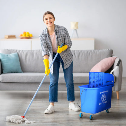 Compact Mop Bucket with Wringer, 5 Gallon, Separate Dirty Clean Water, Blue Household Supplies at Gallery Canada
